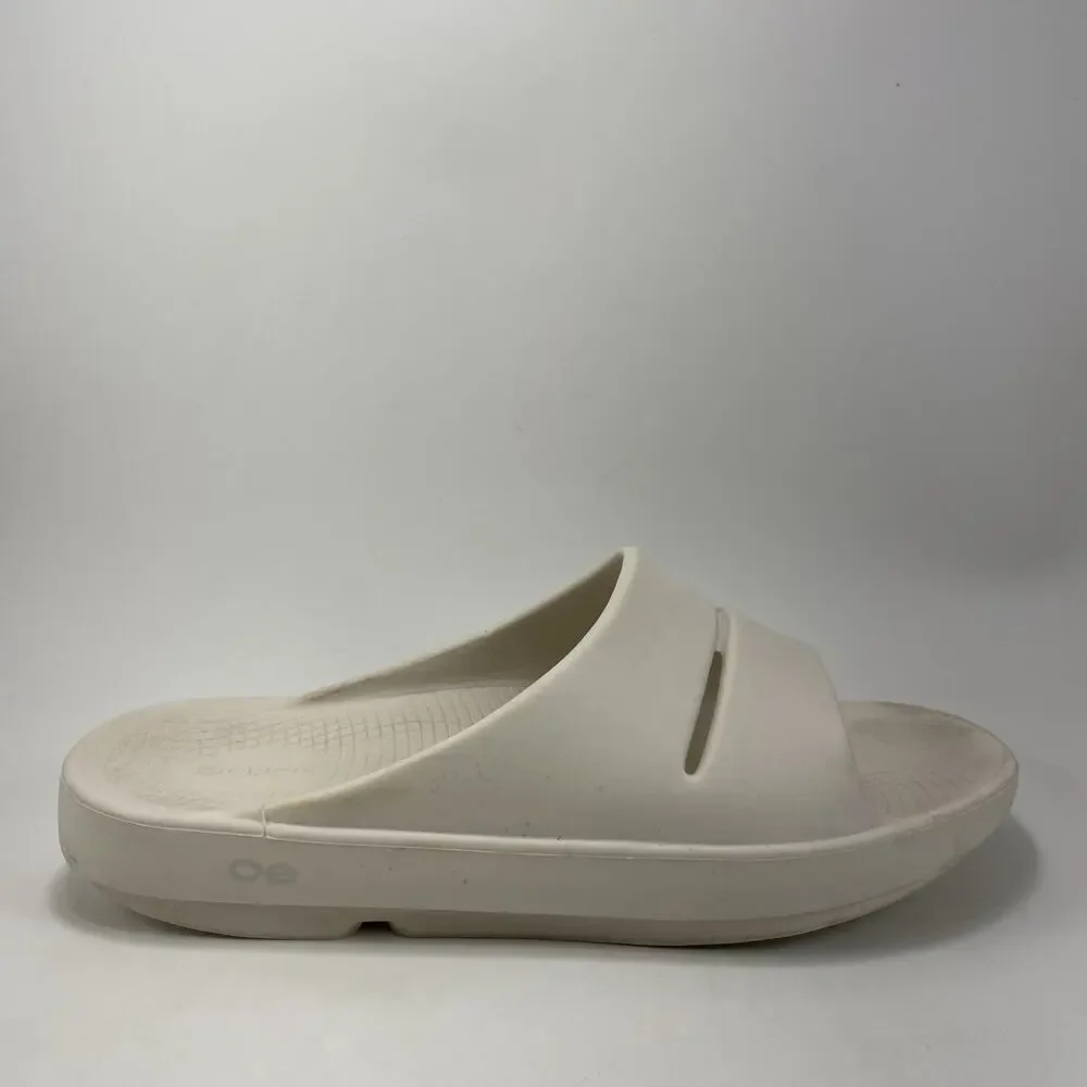Oofos OOahh Slide Sandals Mens Size 10 Off White Comfort Recovery, Womens 12